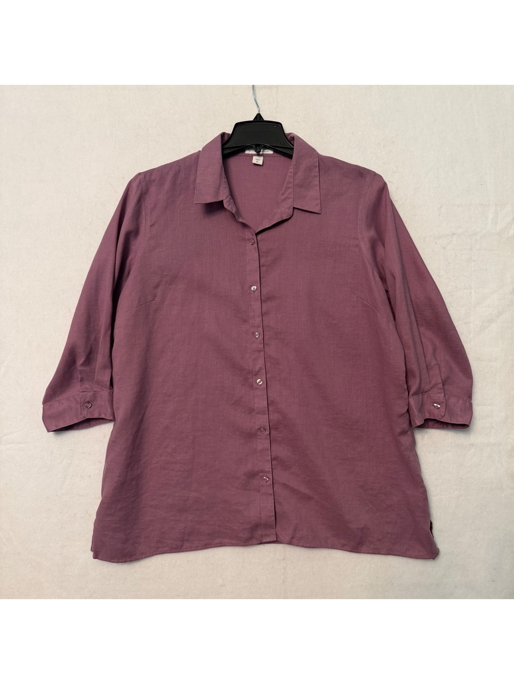 Coldwater Creek Women's XL 3/4 Sleeve Button Down 100% Linen Shirt Mauve Pink